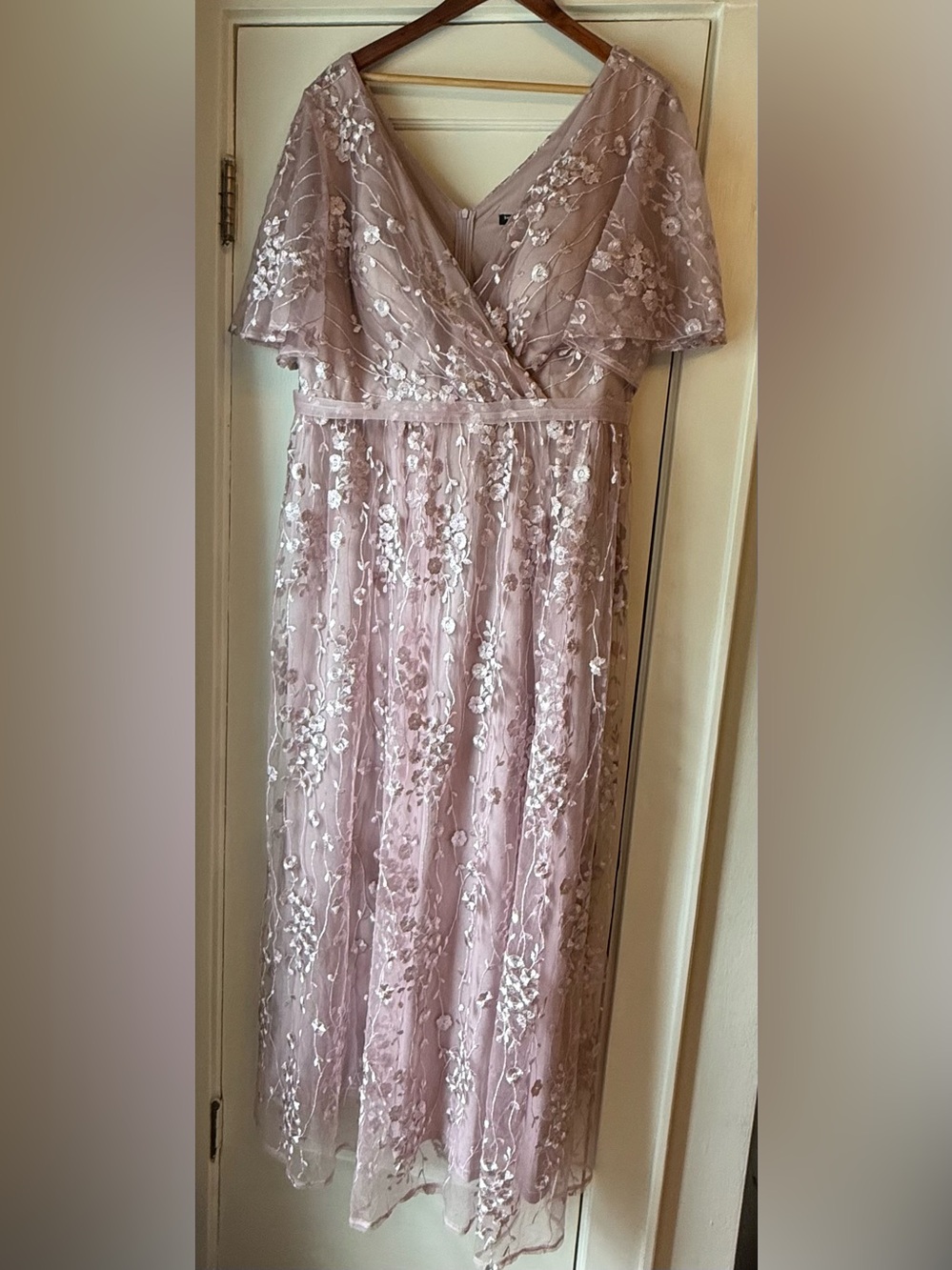 SHEIN Blush Pink Floral Embroidered Maxi Dress Size 3XL